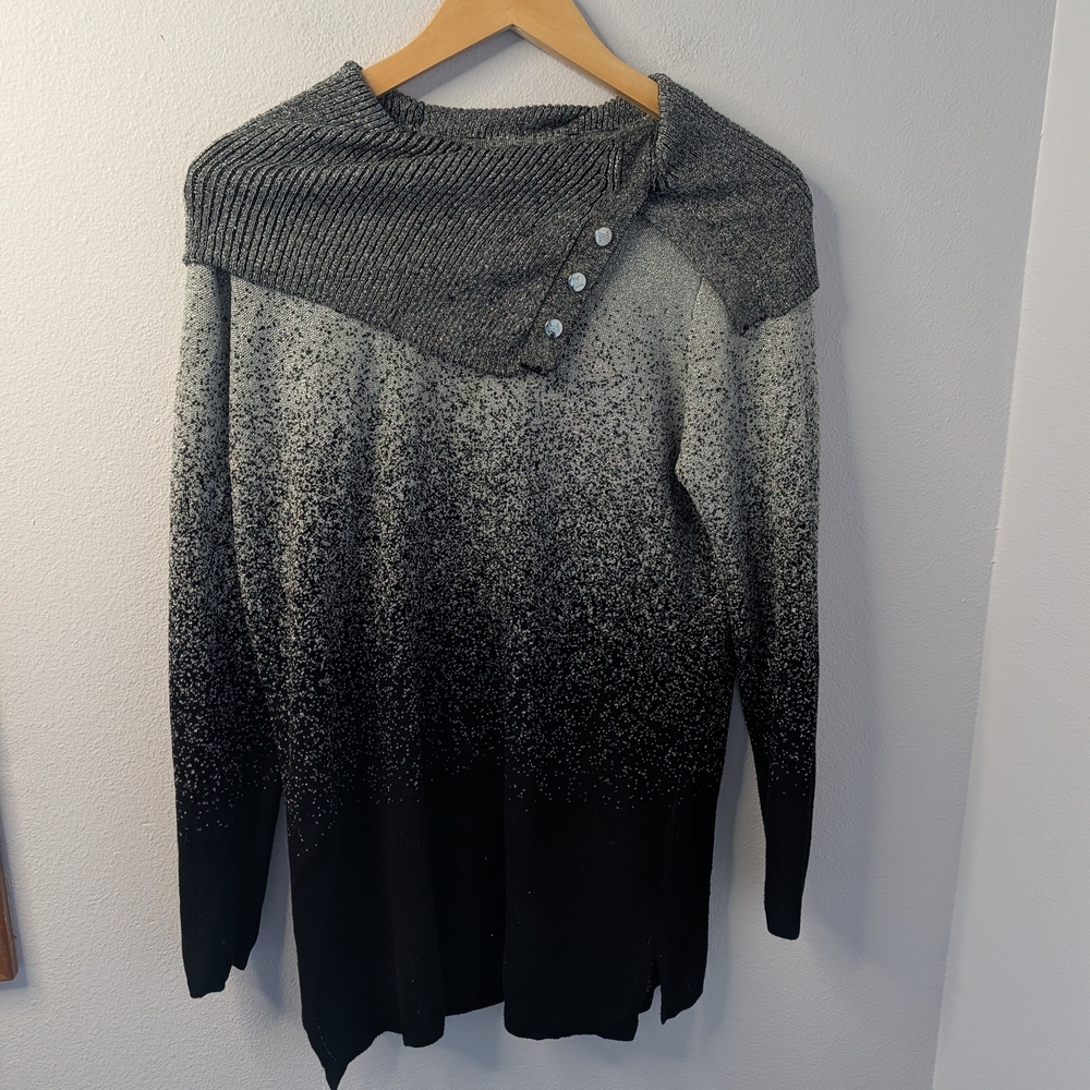 Adrienne Vittadini Metallic Ombre‎ Knit Top Size L